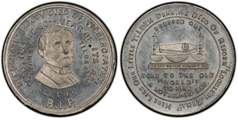 (1876) White Metal Token SJT 1876-5, Samuel J. Tilden Campaign