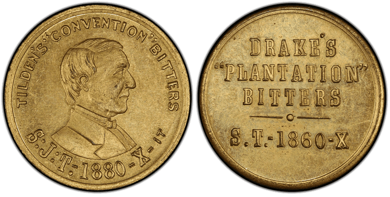 (1876) Gilt Brass Token SJT 1876-9, Samuel J. Tilden Campaign