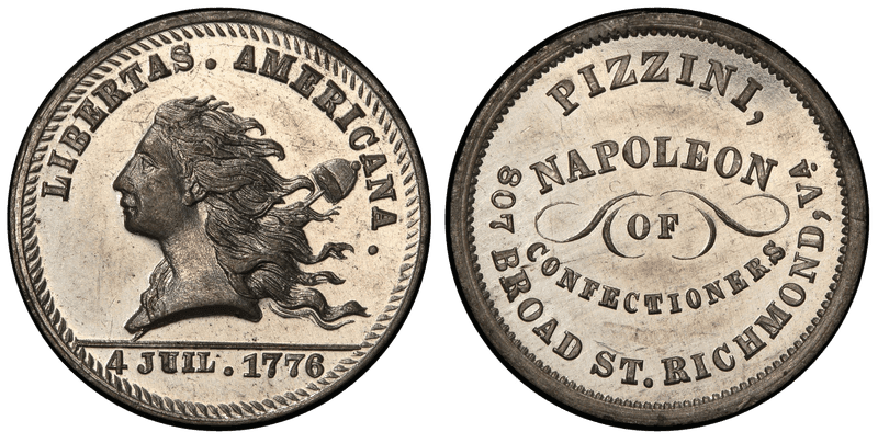 (1876) White Metal Token Va-Ri 11, Pizzini