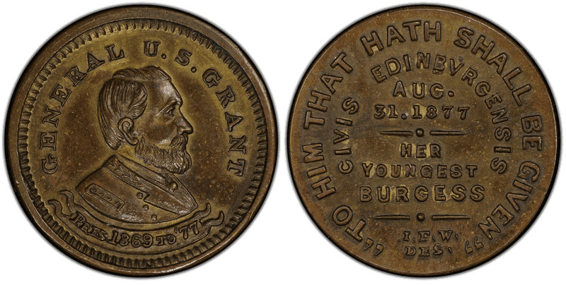 (1877) Brass Token Rulau NY-NY 395, Isaac F. Wood
