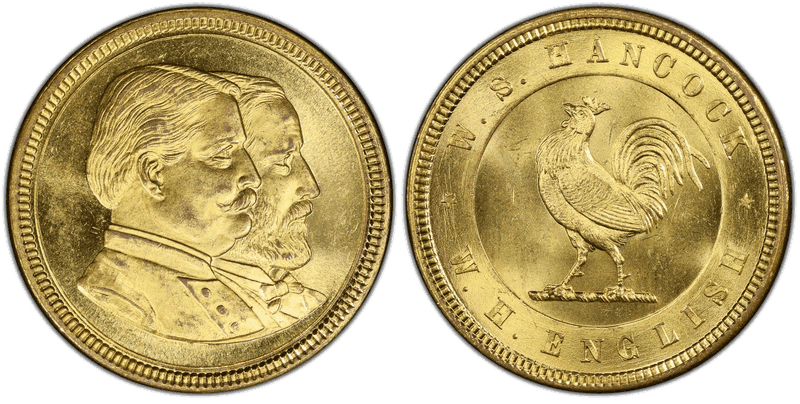 (1880) Token DeWitt WSH-1880-4 Brass W.S. Hancock / W.H. English Campaign