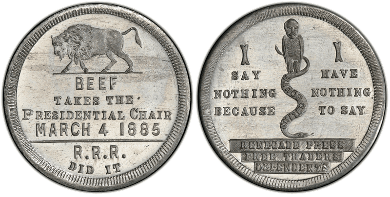 (1885) Token DeWitt GC 1884-11 White Metal Grover Cleveland "Beef" Inaugural