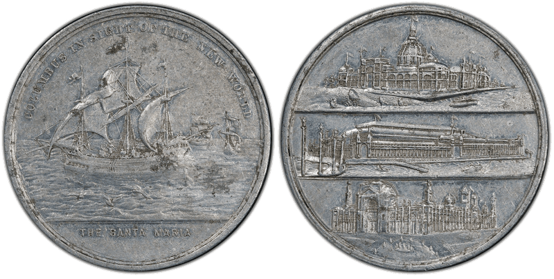 1892 Eglit-62 Aluminum Columbian Expo Medal