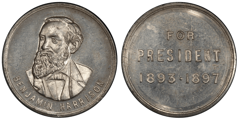 (1893-97) Token DeWitt BH-1892-6 Harrison-White Metal Campaign