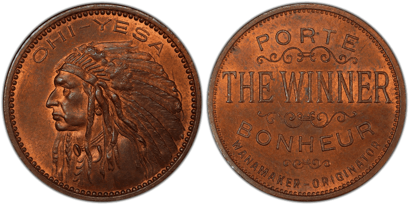 (1895) Copper Token Rulau Phl-114, John Wanamaker Stores Phila., PA