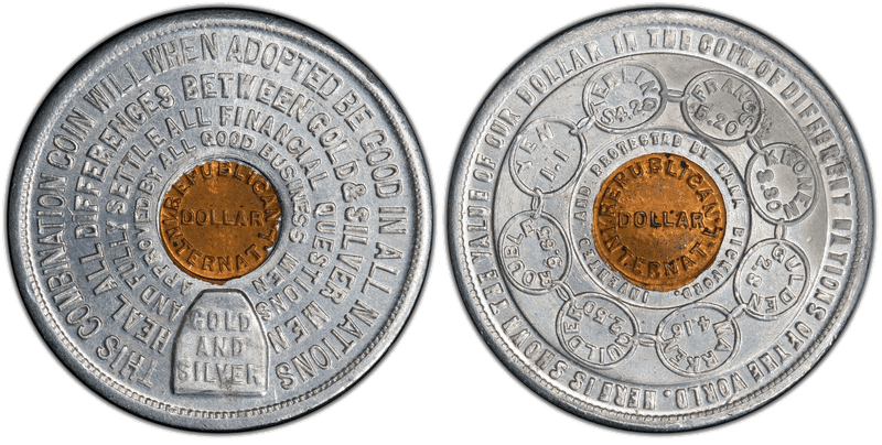 1897 HK-834, Bickford Dollar Aluminum, Bronze Center Dollar