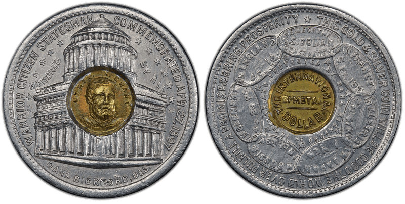 1897 HK-836, Bickford Dollar Aluminum, Brass Center Dollar