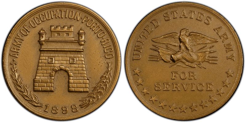 "1898" Medal Puerto Rico Occupation Bronze Restrike