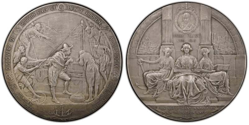 "1909" Silver Medal ANS-Hudson-Fulton, 1609-1807 Silver