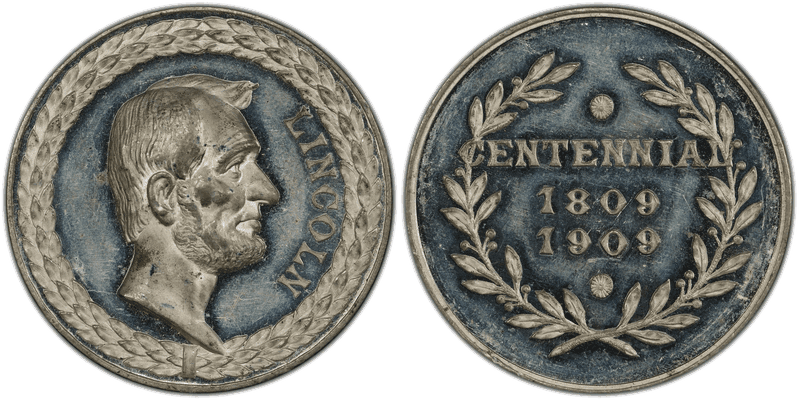(1909) Medal Cunningham 11-660W White Metal Lincoln Centennial