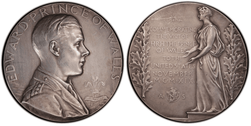 (1919) Medal Johnson-35 Matte Silver Prince Edward Visits US