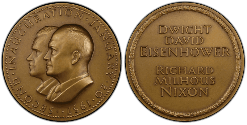 (1957) Medal Medallic Art Co. NY Bronze Eisenhower-Nixon 2nd Inaug.