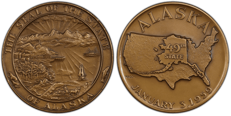 (1959) Medal Alaska Statehood Bronze 64mm