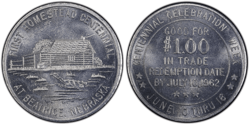 (1962) Token TC-533886 Aluminum First Homestead Centennial NE