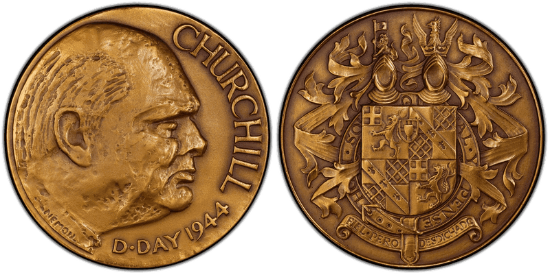 (1969) Medal Winston Churchill Bronze 25th Anniversary of D-Day 1944