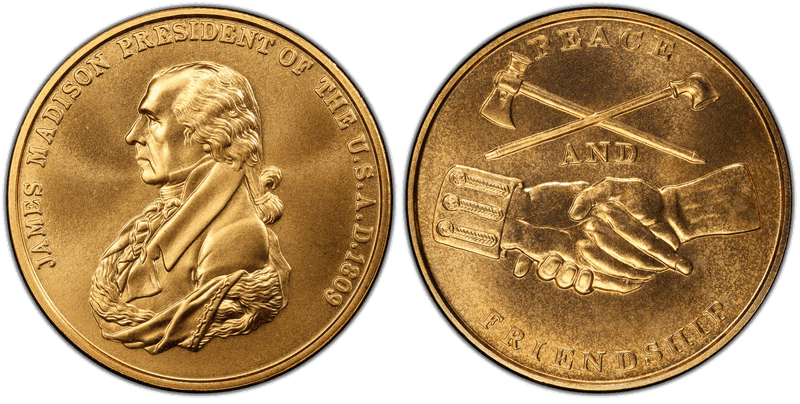 (1970s) Medal James Madison 34mm Type-1 Peace and Friendship