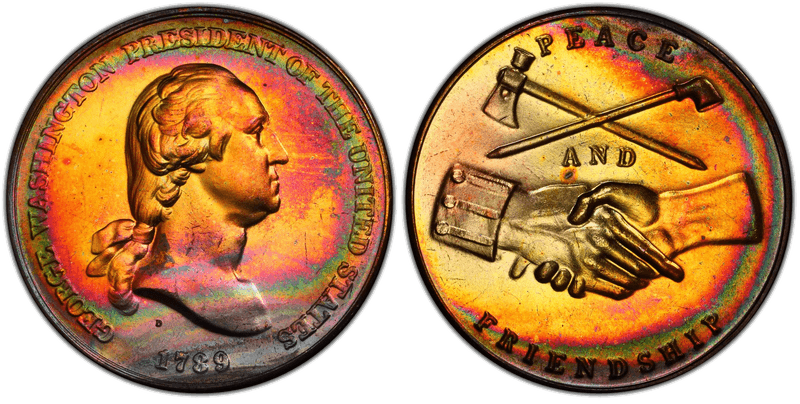 (1970s)-D Medal George Washington 34mm Peace and Friendship