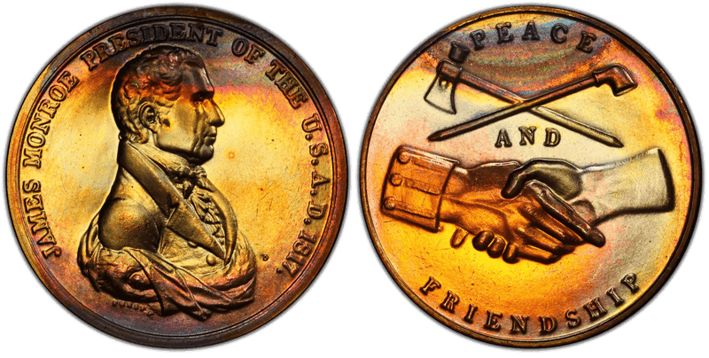 (1970s)-D Medal James Monroe 34mm Peace and Friendship