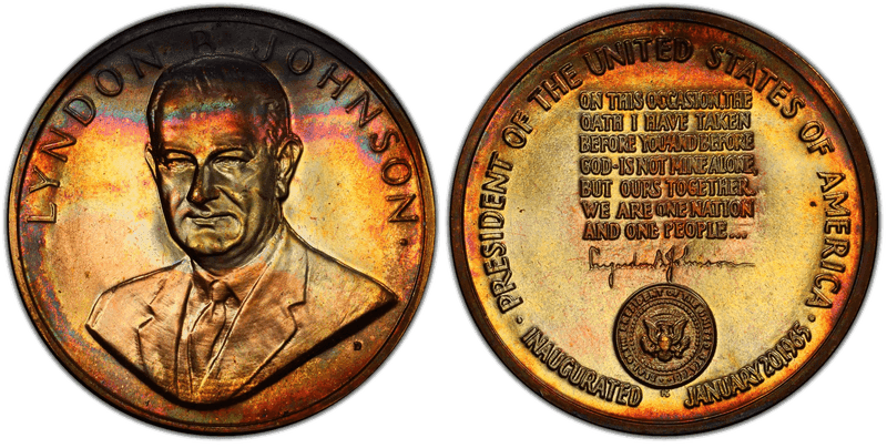 (1970s)-D Medal Lyndon B. Johnson 34mm Inaugurated 1965