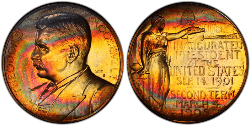 (1970s)-D Medal Theodore Roosevelt 34mm Inaugurated 1901