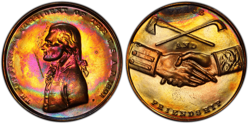 (1970s)-D Medal Thomas Jefferson 34mm Peace and Friendship