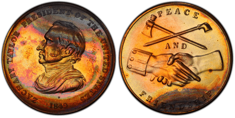 (1970s)-D Medal Zachary Taylor 34mm Peace and Friendship