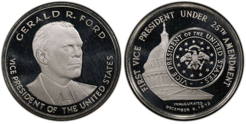 (1973) Medal Medallic Art Co. NY Silver 39mm G. Ford 25th Ammendment