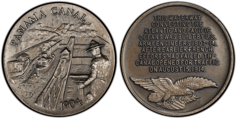 1974 Hawaiian Medal - Panama Canal 1904, Silver 40mm