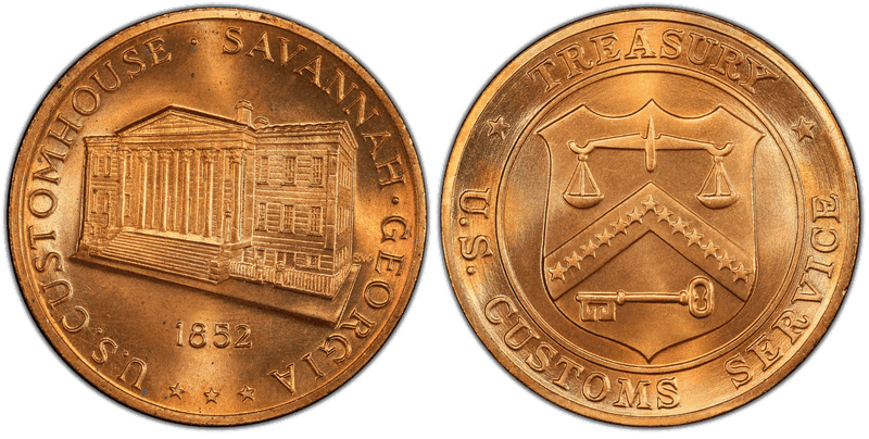 (1974) Medal U.S. Customhouse Bronze Savannah, GA