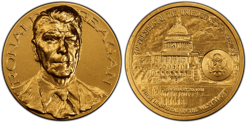 (1981) Medal Medallic Art Co. Gilt Bronze Ronald Reagan Inauguration