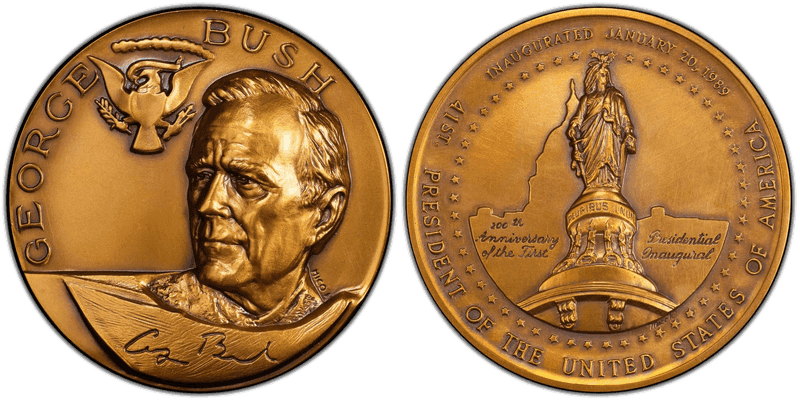(1989) Bronze Medal George Bush Inauguration 70mm Medallic Art. Co.