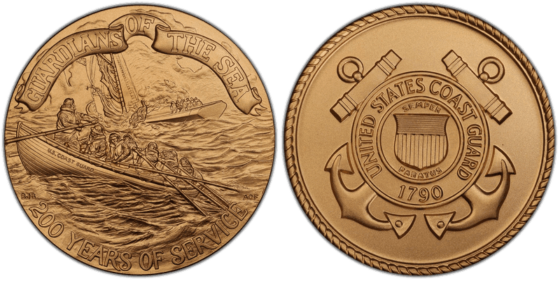 (1990) U.S. Coast Guard Bicentennial Medal - Yellow Bronze 76mm