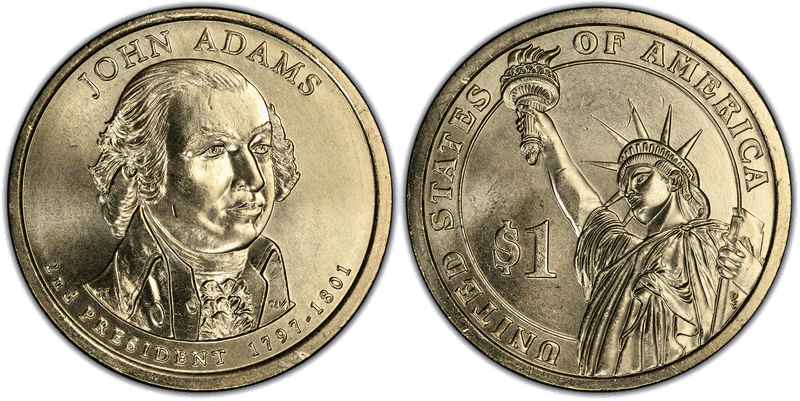 2007 (P) Presidential Dollar - John Adams, Missing Edge Lettering