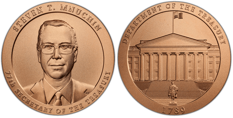 (2017) Medal Steven T. Mnuchin Bronze 76mm 77th Secretary Of The Treasury