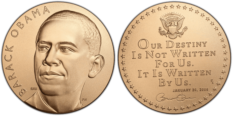(2017) Medal US Mint Medal Yellow Bronze 76mm Barack Obama First Term