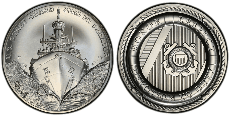(2021-P) Medal U.S. Coast Guard Matte 2.5oz Silver