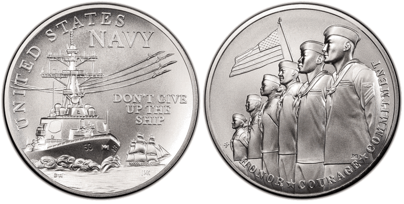 (2022-P) Medal U.S. Navy Matte 2.5oz Silver