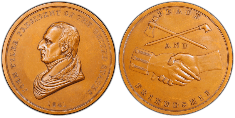 (c.1843) Bronze Medal J-IP-21, Bronzed, John Tyler
