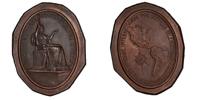(No Date) Medal Columbia Univ. Maria Moors Cabot Prize (Unfinished) 48mmx60mm