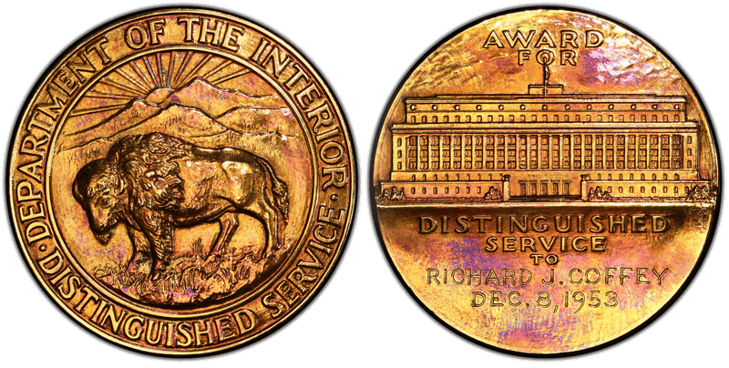 (No Date) Medal Department Of The Interior Distinguished Service 14K Gold