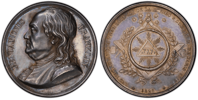 (No Date) Medal Franklin French Masonic Greenslet GM-50