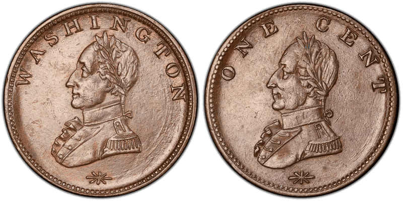 (c. 1820) Token 1C GW-110, Washington Double Head Plain Edge Cent
