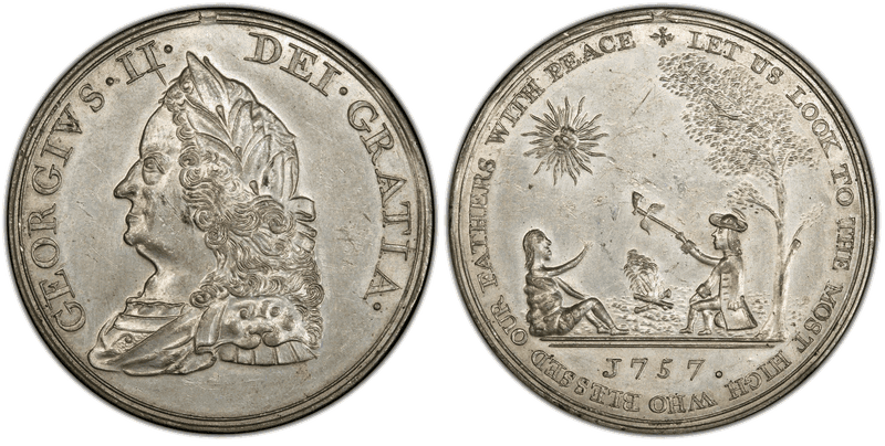 (1800) White Metal Medal Betts-401, J-IP-49 Quaker Indian Peace
