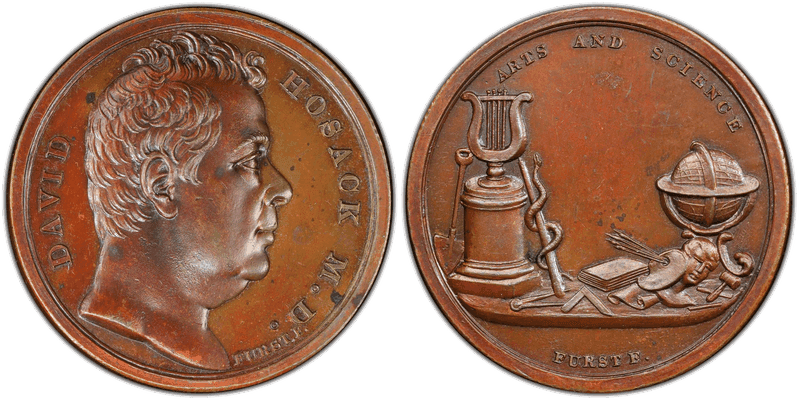 (c.1830) Bronze Medal J-PE-15, Dr. David Hosack
