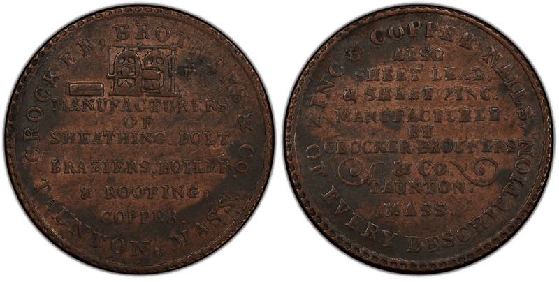 (1830s) Copper Token HT-182, Crocker Brothers & Co. MA