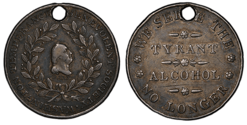 (1841) Token GW-164, Var Silver Holed Plain Edge Tyrant Alcohol