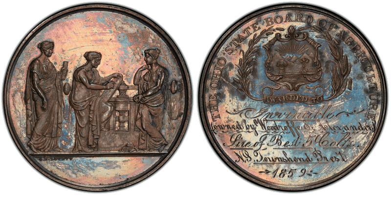 (c.1850) Medal OH State Board of Agriculture 51mm Silver