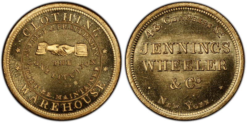 (c.1850) Token Miller NY-383 Gilt Bronze Jennings Wheeler & Co.