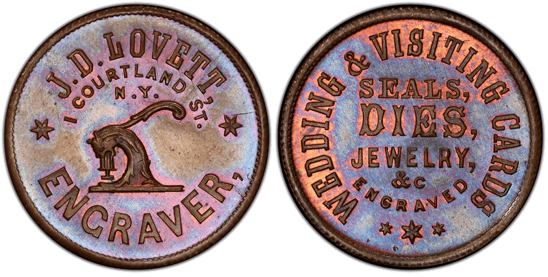 (c.1850) Token Miller NY-497 Copper J.D. Lovett