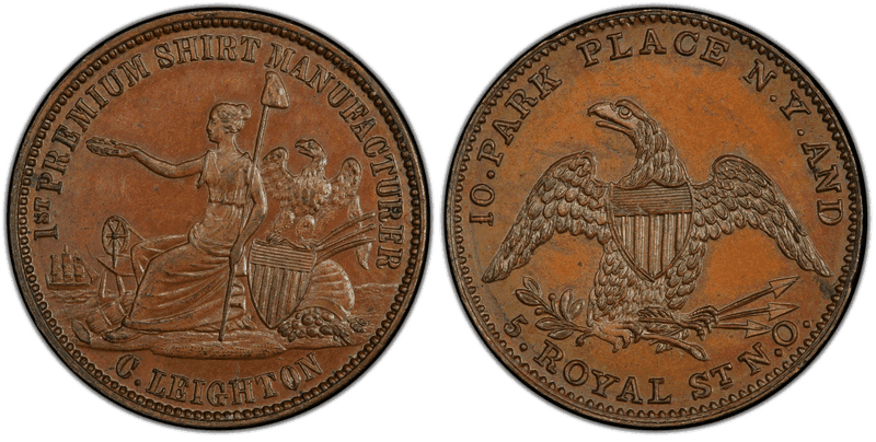 (c.1850) Copper Token Rulau NY-NY 421, C. Leighton